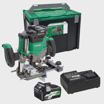 Hikoki M3612DAJ2Z 36V Brushless 1/2" Plunge Router with 1 x 2.5Ah/5.0Ah Battery Charger & Case