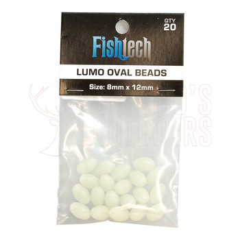 Fishtech Lumo Beads Oval 8mmx12mm 20 pack