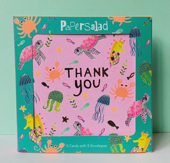 Paper Salad - Thank You Sealife  Card Pk5- DK2210 (D)
