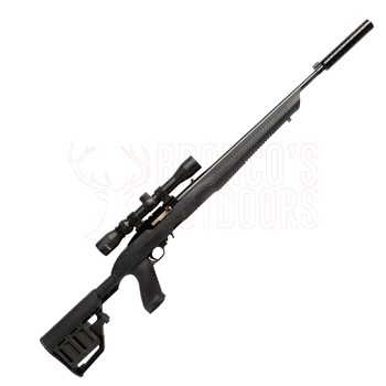 Ruger 10/22 Blued Syn Tac Hammer Stock 3-9x32 scope ,2 spare mags suppressor