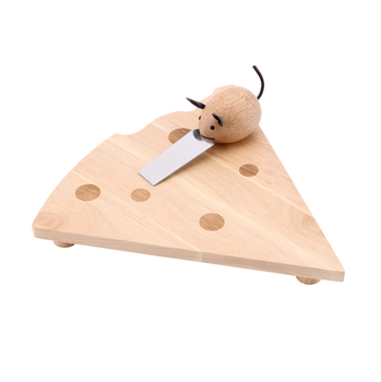 CHEESE SHAPED CHEESE BOARD WITH MOUSE  KNIFE