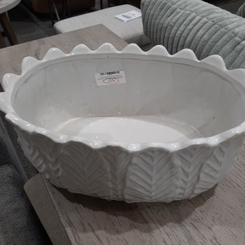 Traditional white ceramic planter Medium Blemished AS IS
