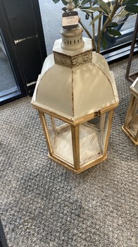 Grey Metal and Light Wood Lantern / large
