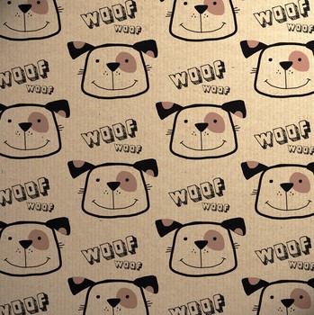 Unique Paper - 2m Roll Wrap Doggie Recycled Kraft - RW3/4546