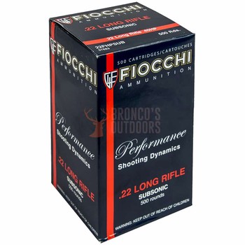 Fiocchi Performance Shooting Dynamics .22 LR Subsonic 500 Rounds