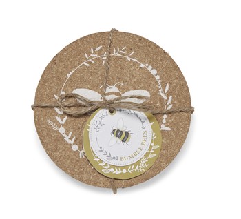 BUMBLE BEES CORK COASTERS - SET OF 4