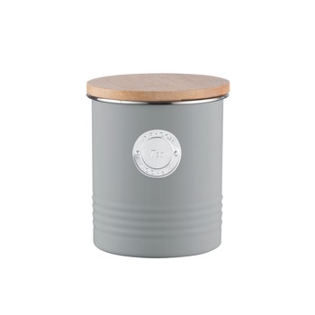 GREY TEA CANISTER WITH BAMBOO LID