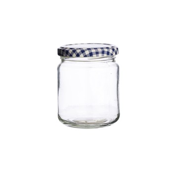 KILNER TWIST LID GLASS JAR 228ML - BLUE/WHITE