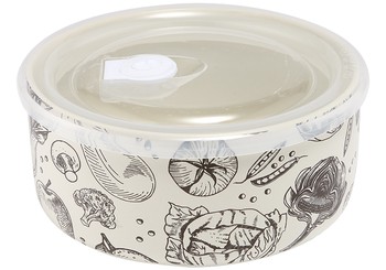 CERAMIC MICROWAVE BOWL WITH LID VEGGIE DESIGN
