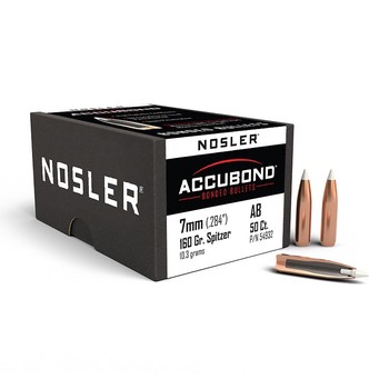 Nosler Accubond Spitzer 7mm .284" 160gr Projectiles x50