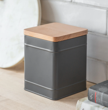 GARDEN TRADING LARGE BOROUGH CANISTER WITH BEECH LID - GREY
