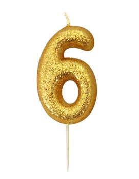 GOLD GLITTER AGE 6 CANDLE