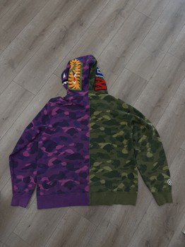 BAPE Color Camo Shark Full Zip Hoodie Green Purple • Pre-Owned [2903] - view 3