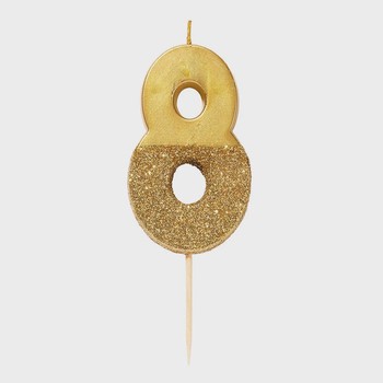 Talking Tables - number eight gold glitter candle – BDAY – candle – GLD – eight