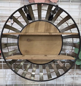 Circular Wood Metal Wood Shelf / Small