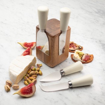 ACACIA CHEESE KNIFE SET - CREAM HANDLED 4 PIECE SET