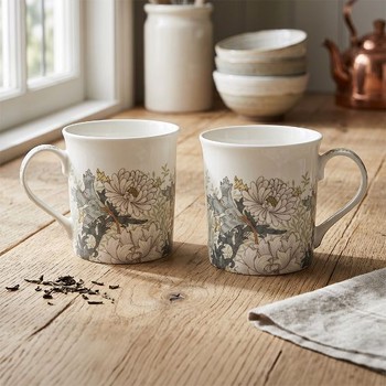 CHRYSANTHEMUM MUGS AND TRAY SET