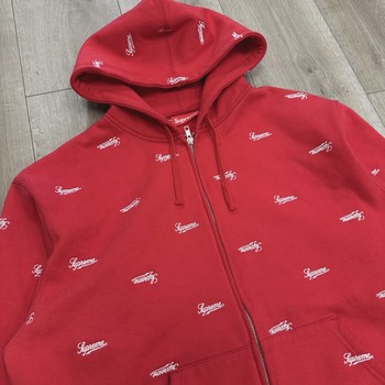 Supreme Repeat Script Zip Up Hooded Sweatshirt • Pre-Owned [1613] - view 8