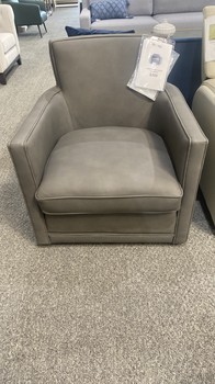 Clyde Nubuck Leather Swivel Chair, Gray