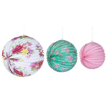 FLORAL PAPER LANTERNS - PACK OF 3