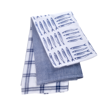 COASTAL BLUE  TEATOWELS - SET OF 3