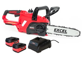 Excel 18V Chainsaw Wood Cutter 245mm with 2 x 5.0Ah Battery & Charger