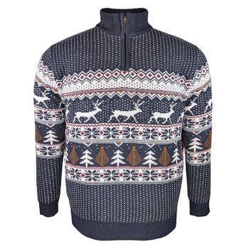 D555 1/4 Zip Xmas Jumper - Nicholas (801800) - Navy