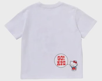 BAPE x Sanrio Characters Hello Kitty College Mini Tee (Ladies) White • Brand New [6053] - view 2