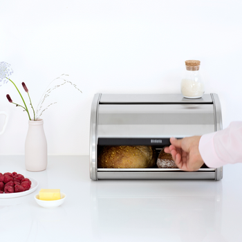 BRABANTIA MEDIUM ROLL TOP BREAD BIN - MATT STEEL