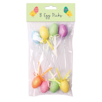 Easter Egg Pick Decorations Set of 8 (D)