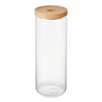 IDILICA GLASS STORAGE JAR WITH BEECH LID - 1.3 LITRE