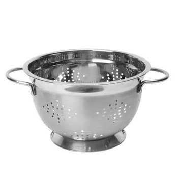 DEEP DOUBLE HANDLED 22CM COLANDER - STAINLESS STEEL