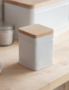 GARDEN TRADING BOROUGH CANISTER WITH BEECH LID - LILY WHITE