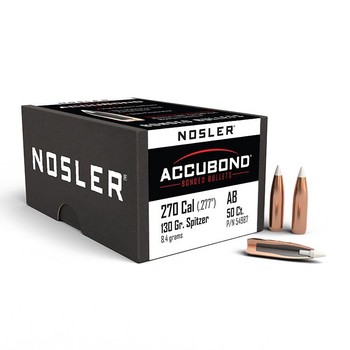 Nosler Accubond Spitzer .27 Cal .277" 130gr Projectiles x50