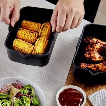 AIR FRYER RECTANGULAR SILICONE TRAYS - SET OF 2