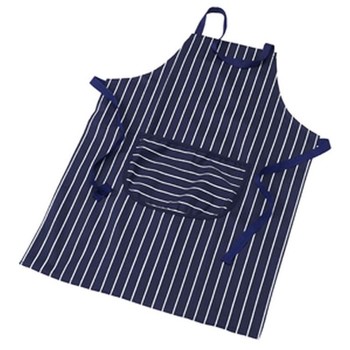 BUTCHER STRIPE APRON - NAVY COTTON