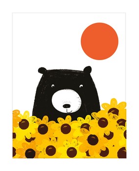 Art File -BEAR & SUNFLOWERS CARD-BE53