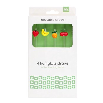 FRUITY GLASS STRAWS - SET OF 4