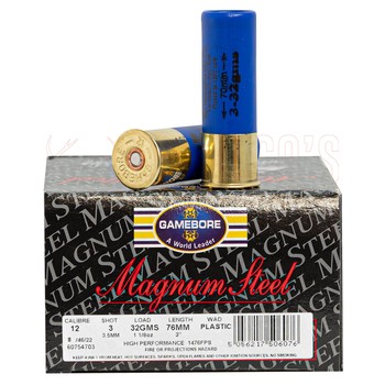 Gamebore Magnum Steel 12ga 3" 32gm #3 Shot 250 Rounds