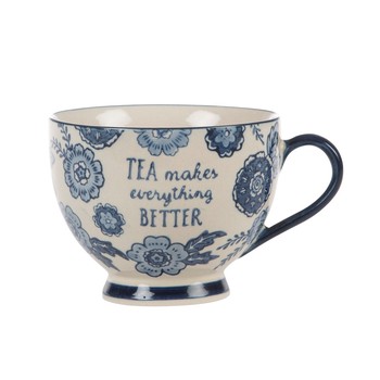 BLUE WILLOW FLORAL MUG