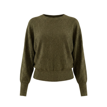 Dana Metallic Bat Sleeve Pullover · Beech Green