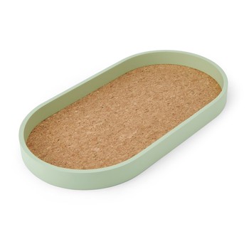 IDILICA OVAL WOOD AND CORK TRAY - 38CM X 20CM