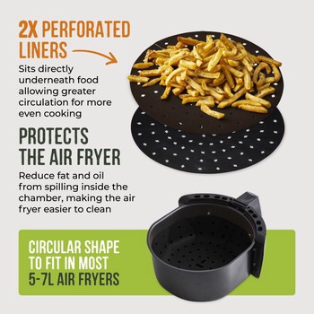 AIR FRYER LINERS (5-7 LITRE BASKETS) - PACK OF 2