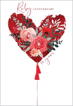 Abacus - Ruby Anniversary - Floral Heart - 12944