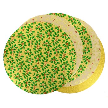 CHRISTMAS ROUND THIN CAKEBOARD - 10"/25CM