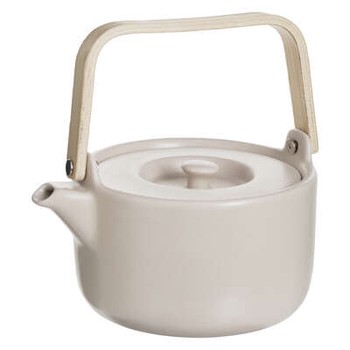 PASTEL PINK TEAPOT WITH BAMBOO HANDLE