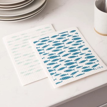 ECO DISHCLOTHS - FISH/FISH ON LINE - PACK OF 2