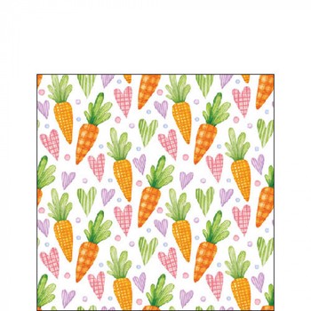 CARROTS AND HEARTS COCKTAIL PAPER NAPKINS