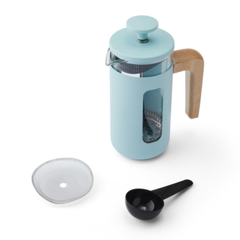 LA CAFETIERE PISA 3 CUP CAFETIERE WITH WOODEN HANDLE - SKY BLUE