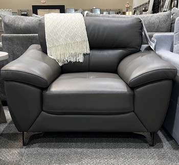 Cadence 100% Leather Chair Dark Grey